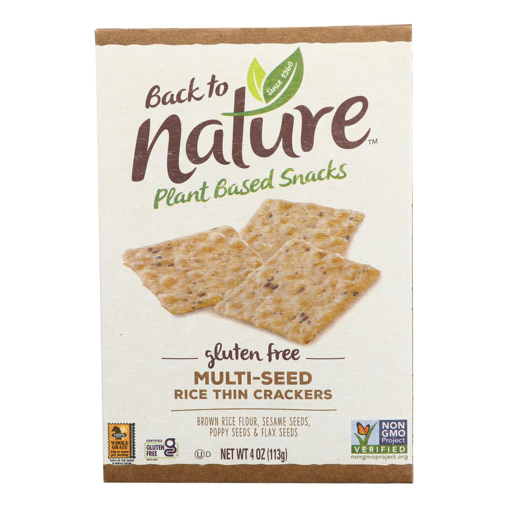 Back To Nature Multi Seed Rice Thin Crackers - Brown Rice Sesame Seeds Poppy Seeds And Flax Seed - Case Of 12 - 4 Oz. - WorkPlayTravel Store