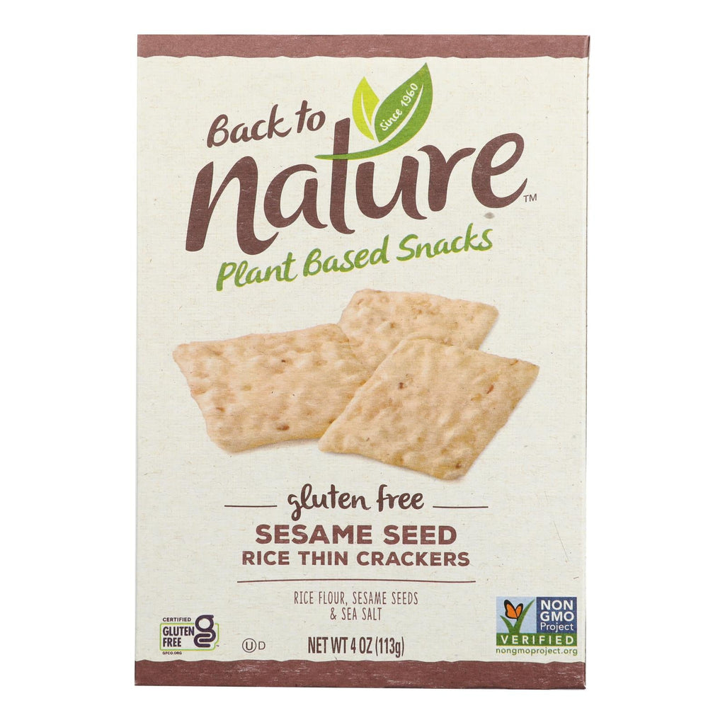 Back To Nature Sesame Seed Rice Thin Crackers - Rice And Sesame Seeds - Case Of 12 - 4 Oz. - WorkPlayTravel Store