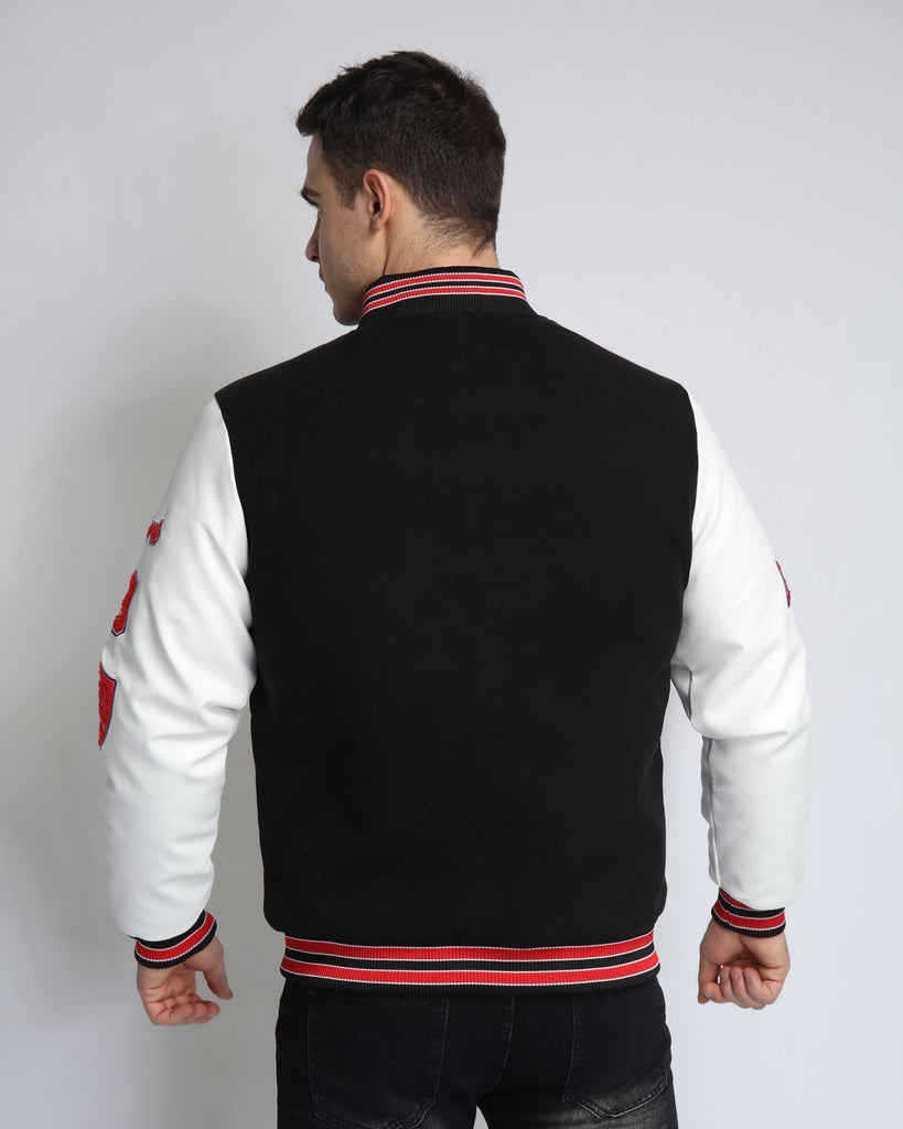 Baseball Bomber Jacket with Contrast Sleeves - WorkPlayTravel Store