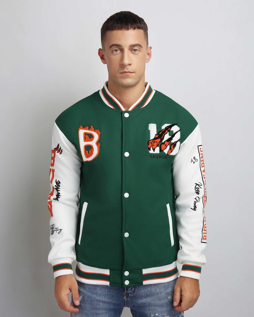 Baseball Jacket with Applique Detailing - WorkPlayTravel Store