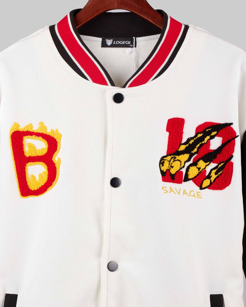 Baseball Jacket with Applique Detailing - WorkPlayTravel Store