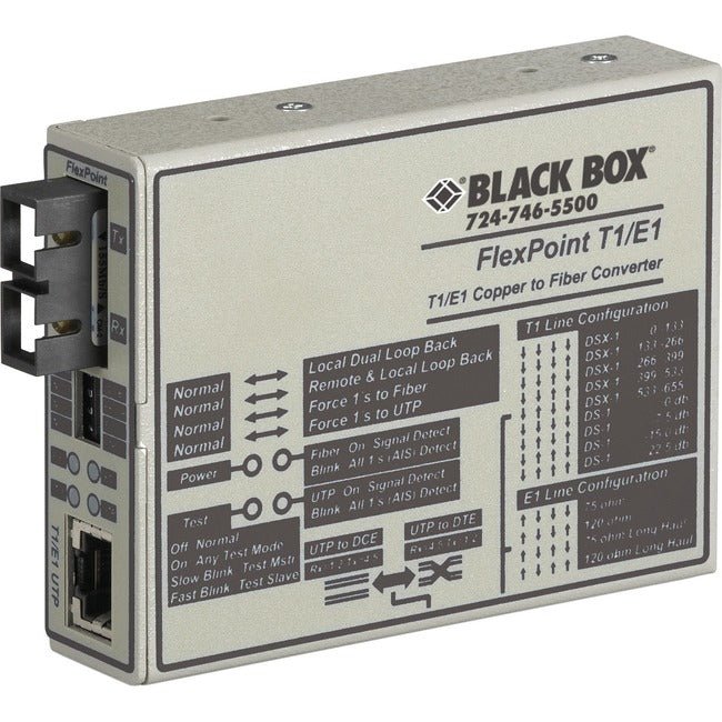 Black Box FlexPoint T1/E1 to Fiber Line Converter - WorkPlayTravel Store