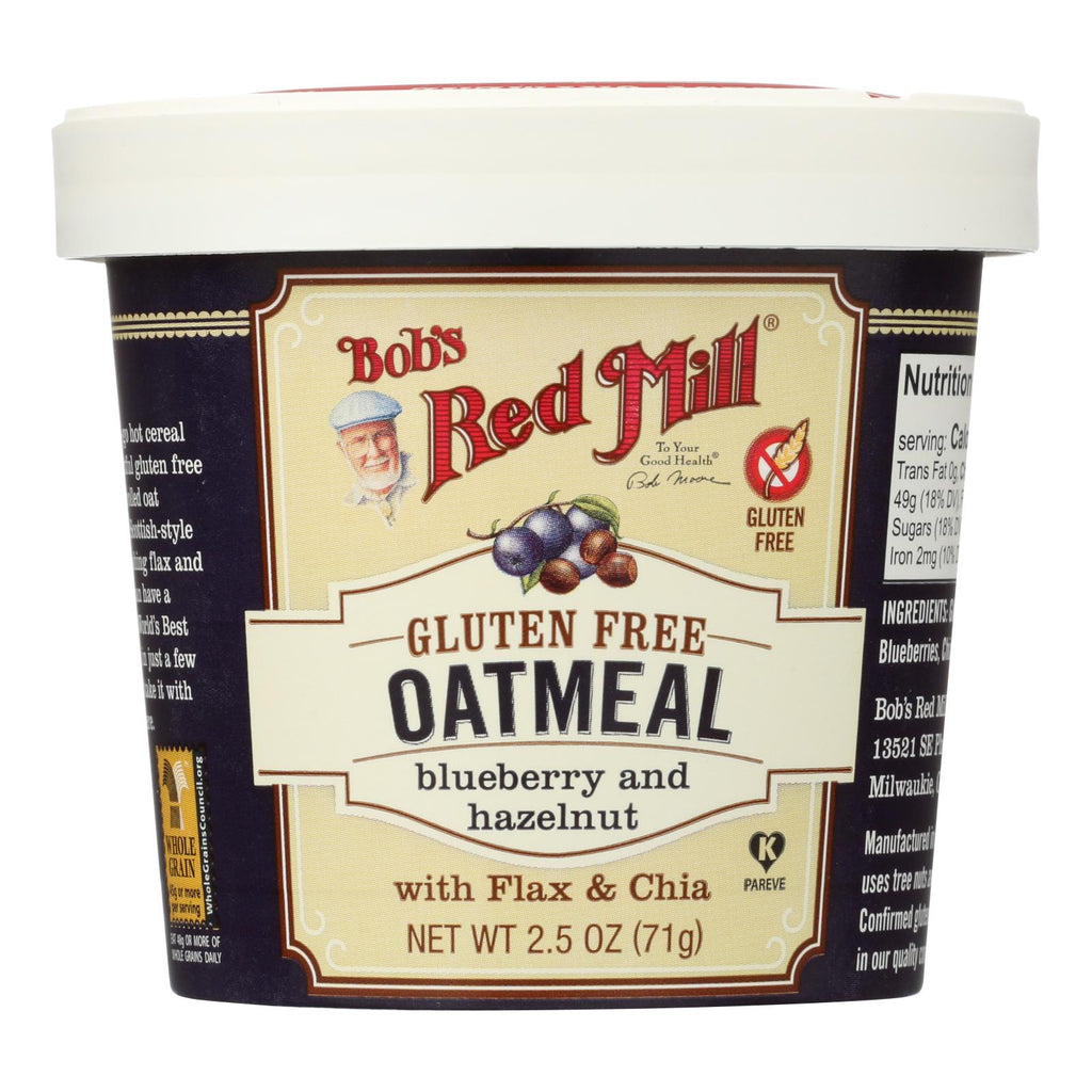Bob's Red Mill - Gluten Free Oatmeal Cup Blueberry And Hazelnut - 2.5 Oz - Case Of 12 - WorkPlayTravel Store