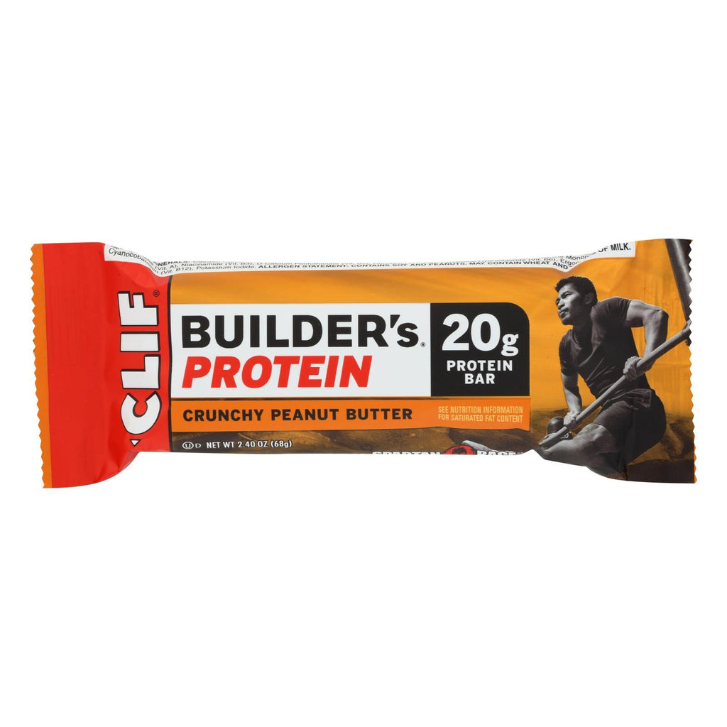 Clif Bar Builder Bar - Crunchy Peanut Butter - Case Of 12 - 2.4 Oz - WorkPlayTravel Store