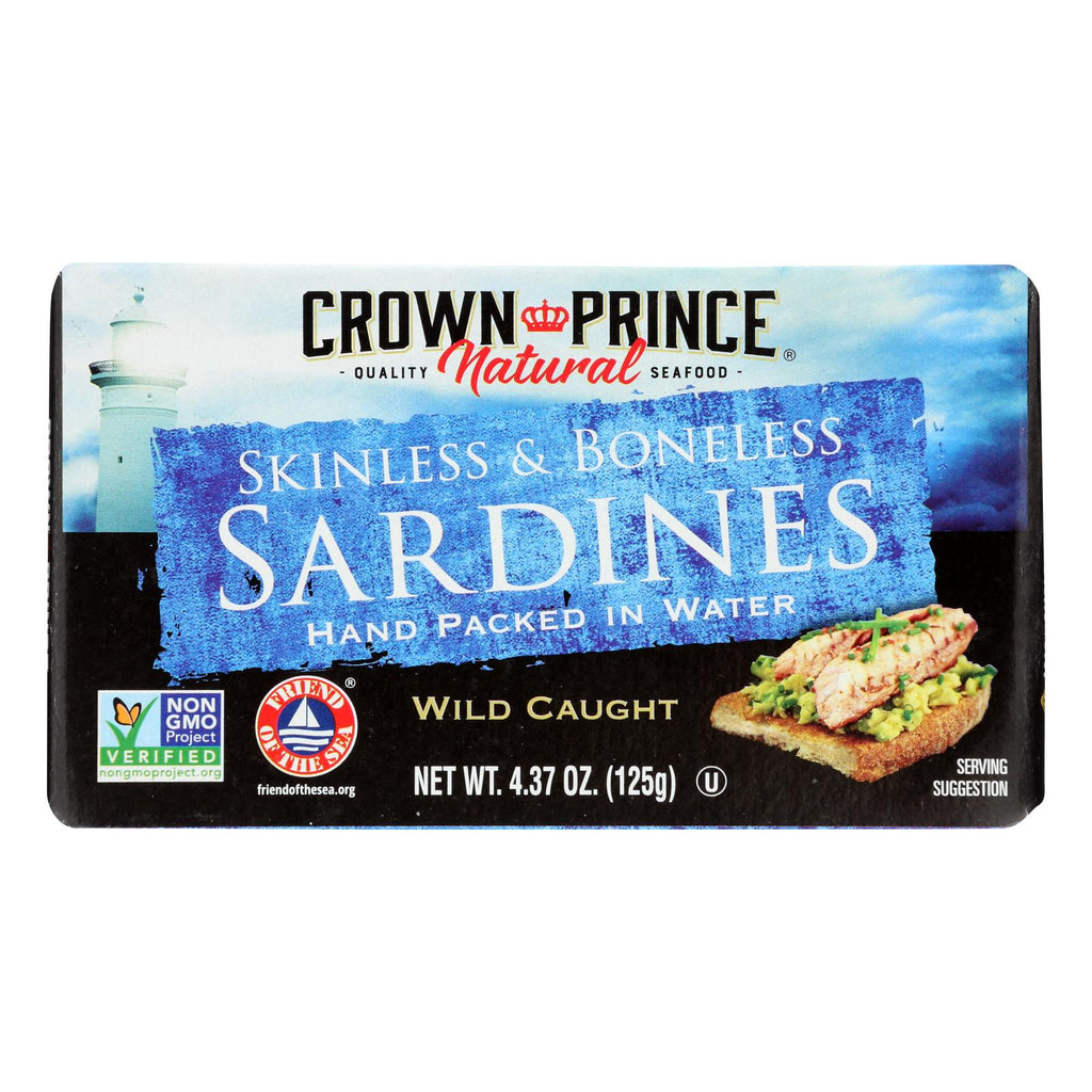 Crown Prince Skinless And Boneless Sardines In Water - Case Of 12 - 4.37 Oz. - WorkPlayTravel Store
