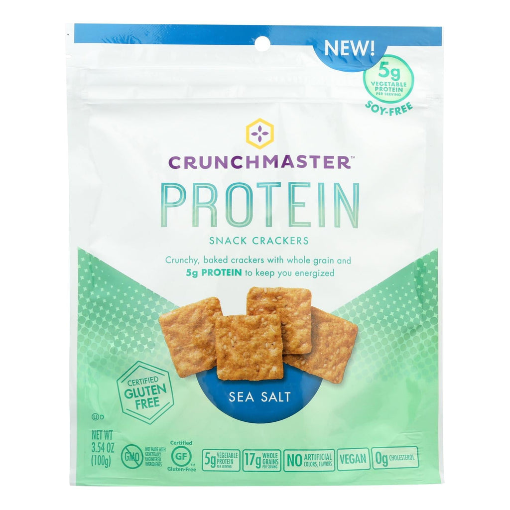 Crunchmaster Protein Crackers - Sea Salt - Case Of 12 - 3.54 Oz - WorkPlayTravel Store