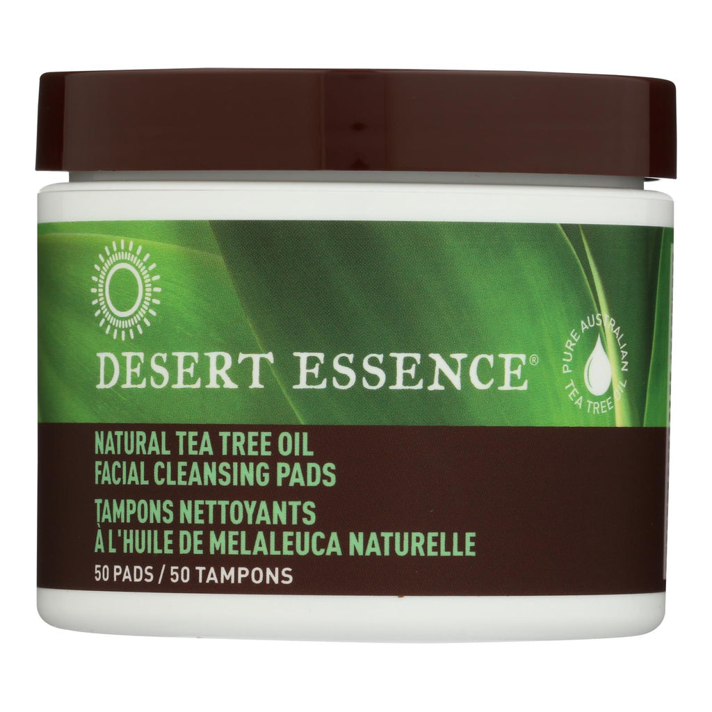 Desert Essence - Natural Tea Tree Oil Facial Cleansing Pads - Original - 50 Pads - WorkPlayTravel Store