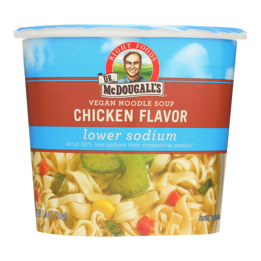 Dr. Mcdougall's Vegan Noodle Lower Sodium Soup Cup - Chicken - Case Of 6 - 1.4 Oz. - WorkPlayTravel Store