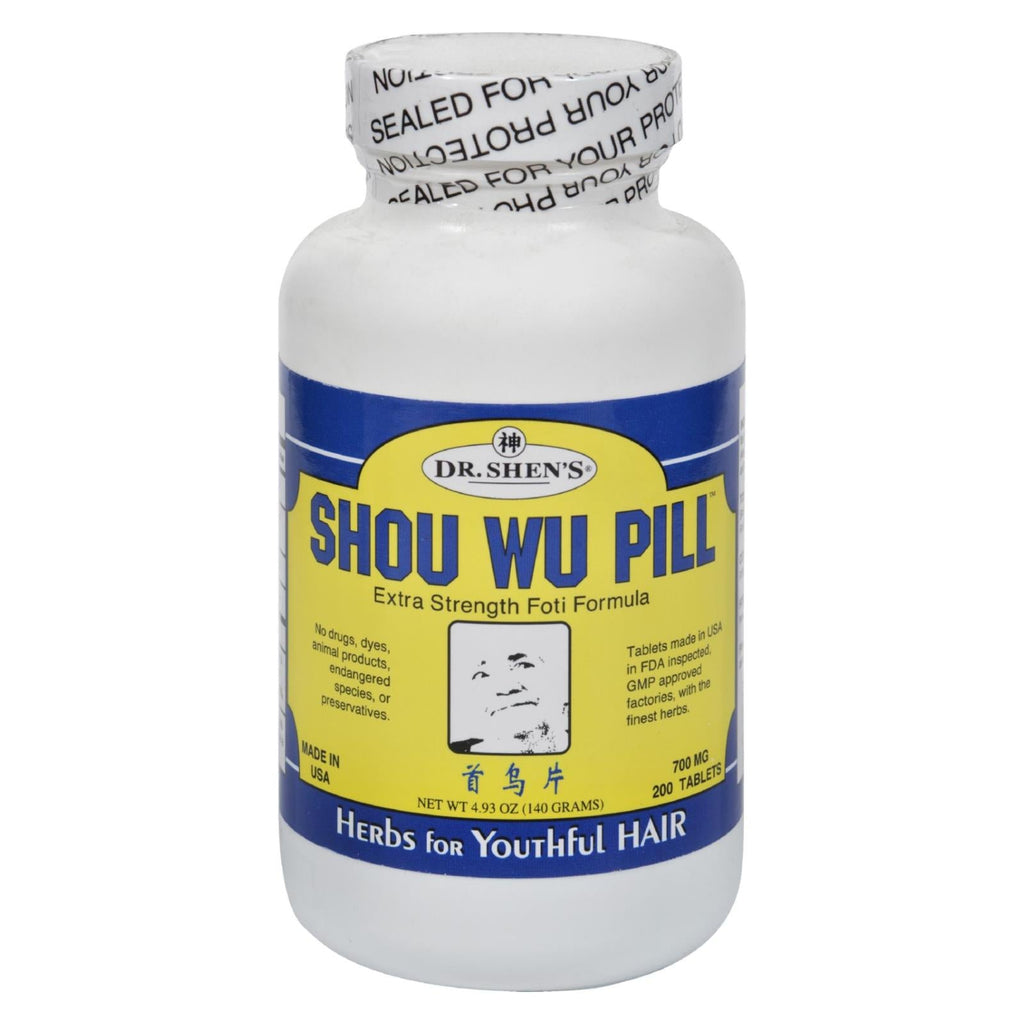 Dr. Shen's Shou Wu Youthful Hair Pill - 700 Mg - 200 Tablets - WorkPlayTravel Store