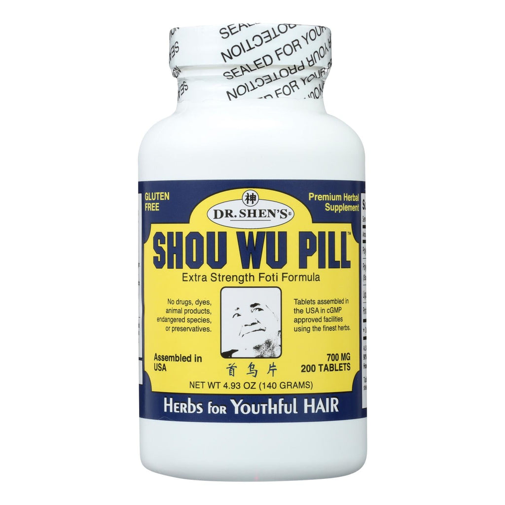Dr. Shen's Shou Wu Youthful Hair Pill - 700 Mg - 200 Tablets - WorkPlayTravel Store