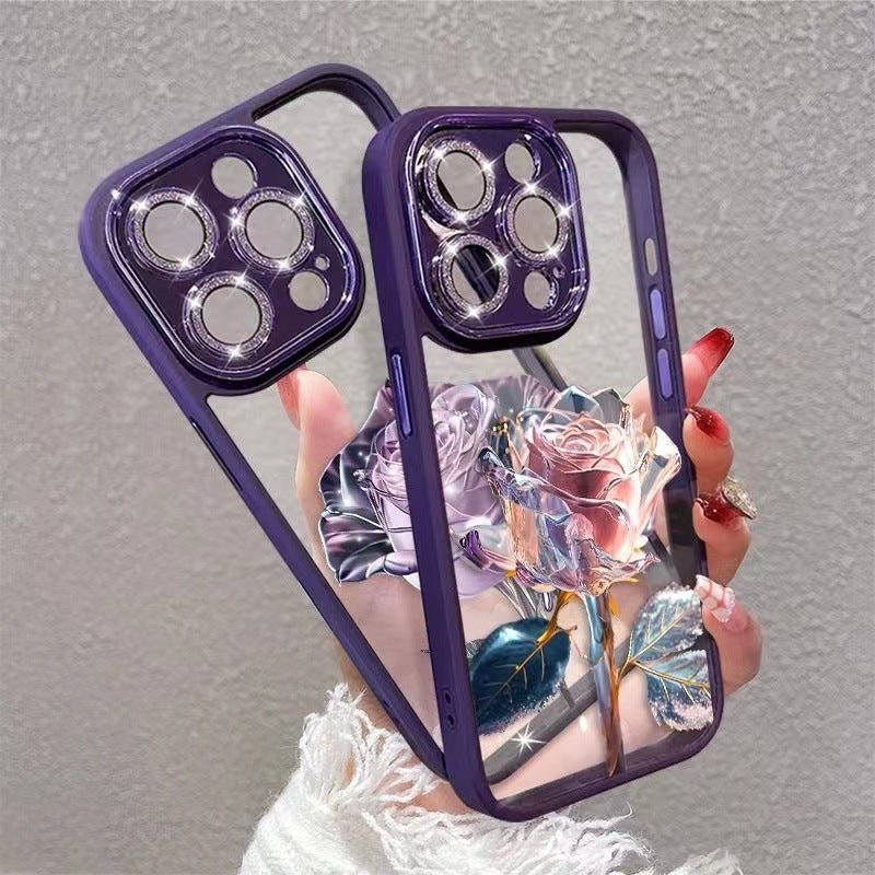 Full Package Rose Phone Case With Lens Film - WorkPlayTravel Store
