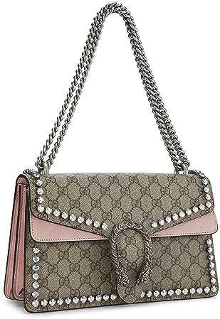 Gucci, Pre-Loved Original GG Supreme Canvas Embellished Dionysus Bag Medium, Pink - WorkPlayTravel Store