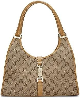 Gucci, Pre-Loved Tan Leather &amp; Original GG Canvas Bardot Bag, Brown - WorkPlayTravel Store