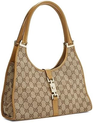 Gucci, Pre-Loved Tan Leather &amp; Original GG Canvas Bardot Bag, Brown - WorkPlayTravel Store