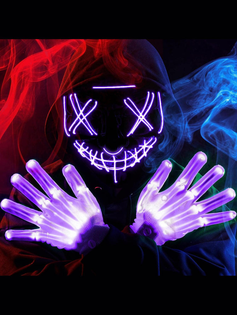 Halloween Led Mask Light Up Scary Mask and Gloves for Halloween Cosplay Costume and Party Supplies - WorkPlayTravel Store