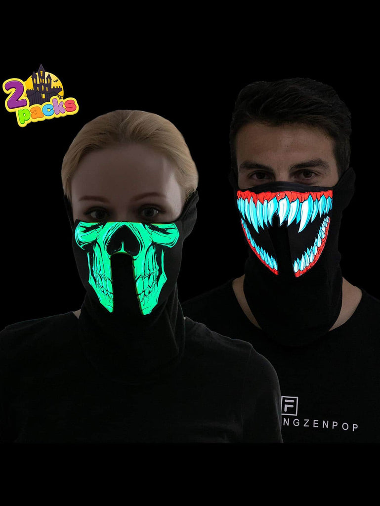 Halloween Light-Up Mask (2 Pack), Scary LED Mask for Halloween Costume Dress-up Accessories,Festival Cosplay - WorkPlayTravel Store