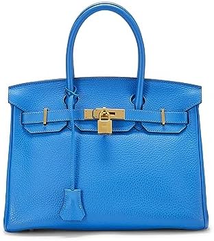 Hermès, Pre-Loved Blue Hydra Clemence Birkin 30, Blue Hydra - WorkPlayTravel Store