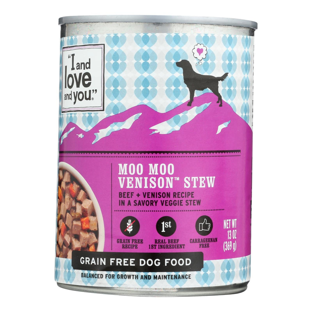 I And Love And You Dog Canned Food Moo Moo Venison Stew - Case Of 12 - 13 Oz - WorkPlayTravel Store