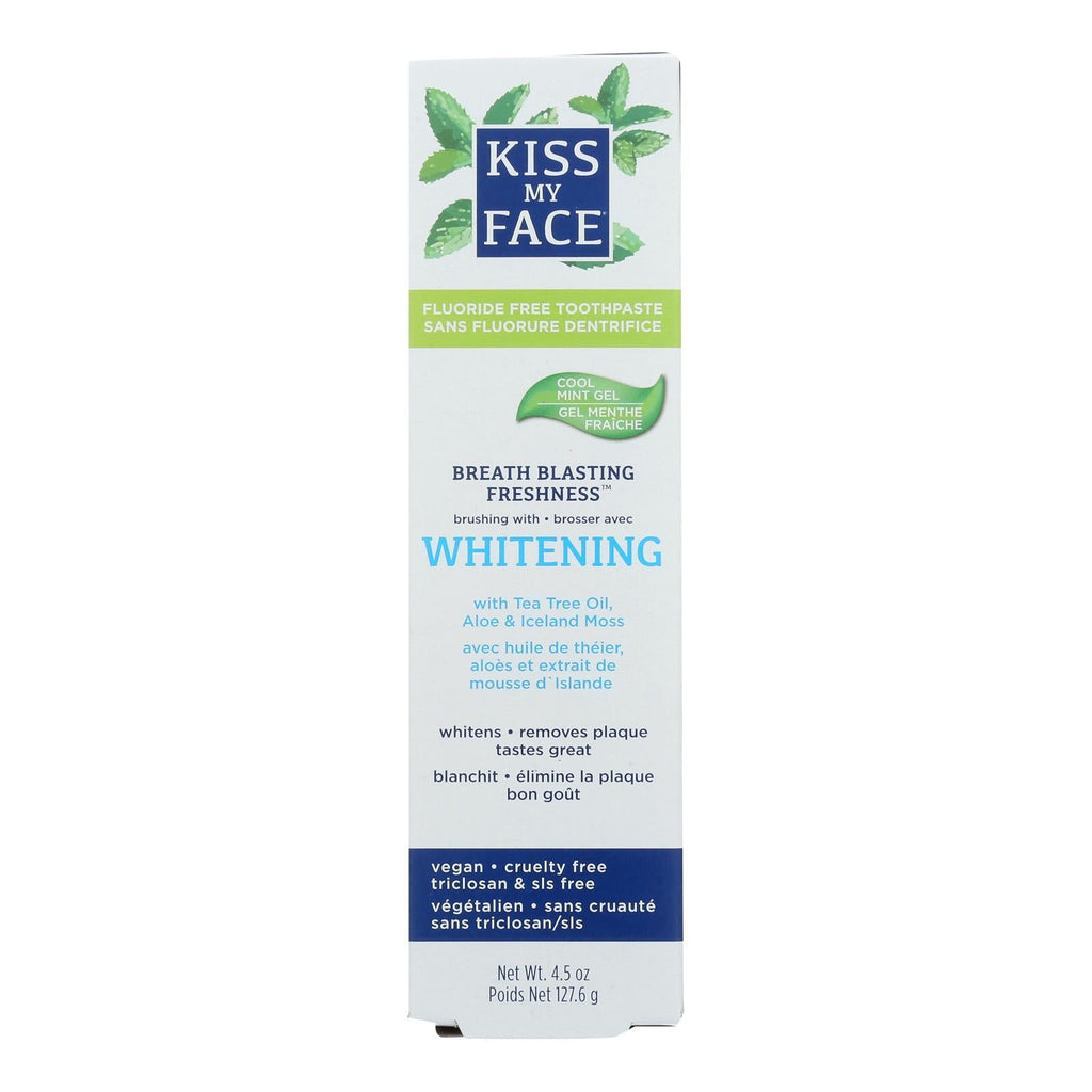 Kiss My Face Toothpaste - Whitening - Fluoride Free - Gel - 4.5 Oz - WorkPlayTravel Store