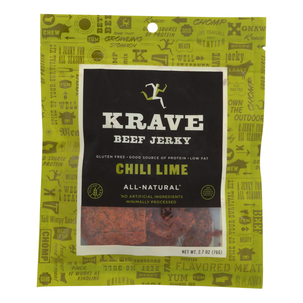 Krave Beef Jerky - Chili Lime - Case Of 8 - 2.7 Oz - WorkPlayTravel Store
