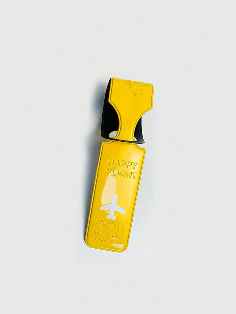 Letter Graphic Luggage Tag Yellow for Honeymoon Travel Accessories - WorkPlayTravel Store