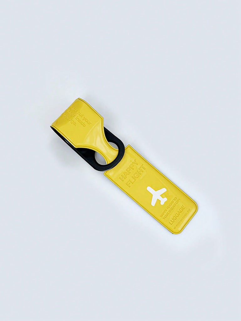 Letter Graphic Luggage Tag Yellow for Honeymoon Travel Accessories - WorkPlayTravel Store