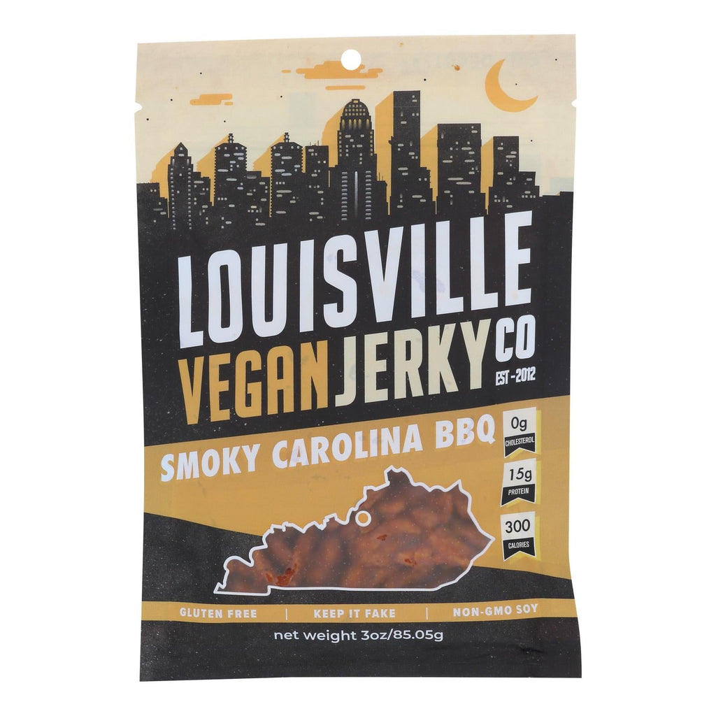 Louisville Vegan Jerky Jerky - Vegan - Carolina Bbq - Case Of 10 - 3 Oz - WorkPlayTravel Store
