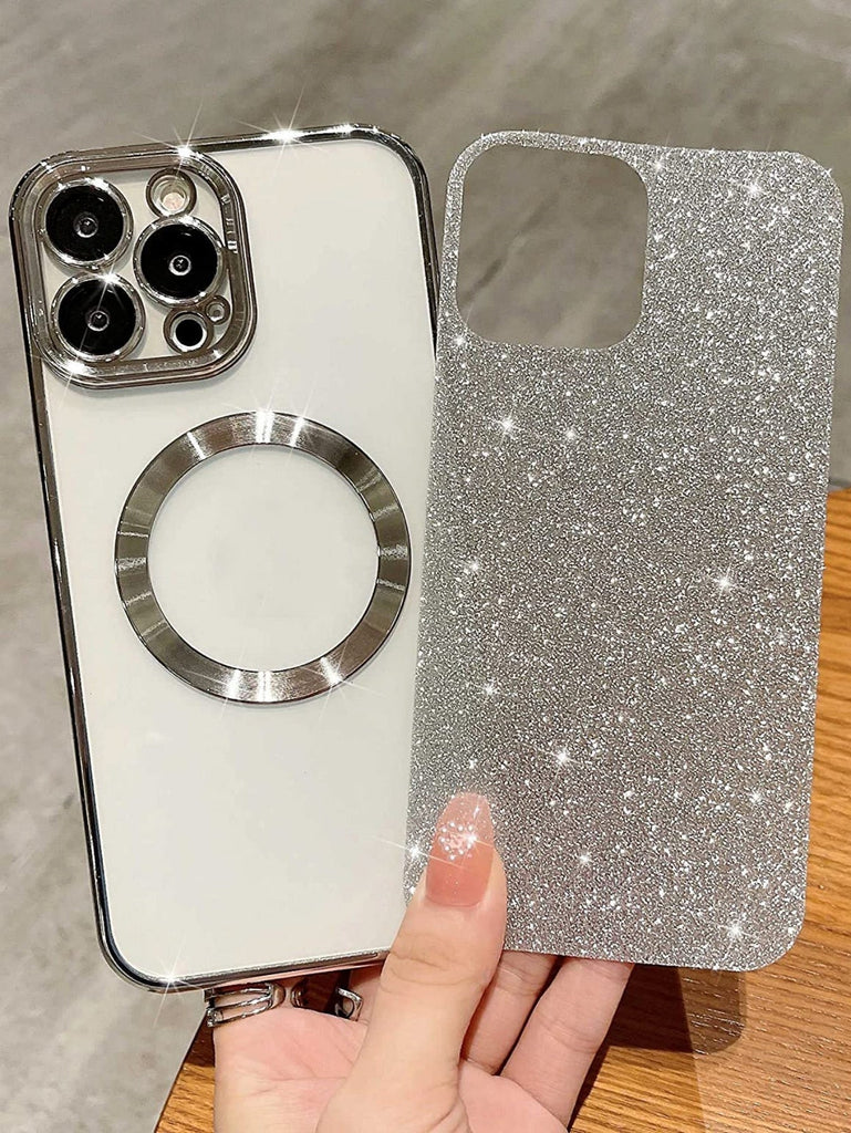 Magnetic Glitter Phone Case Camera Protect Wireless Charge-Blue Black Pink Purple Silver - WorkPlayTravel Store