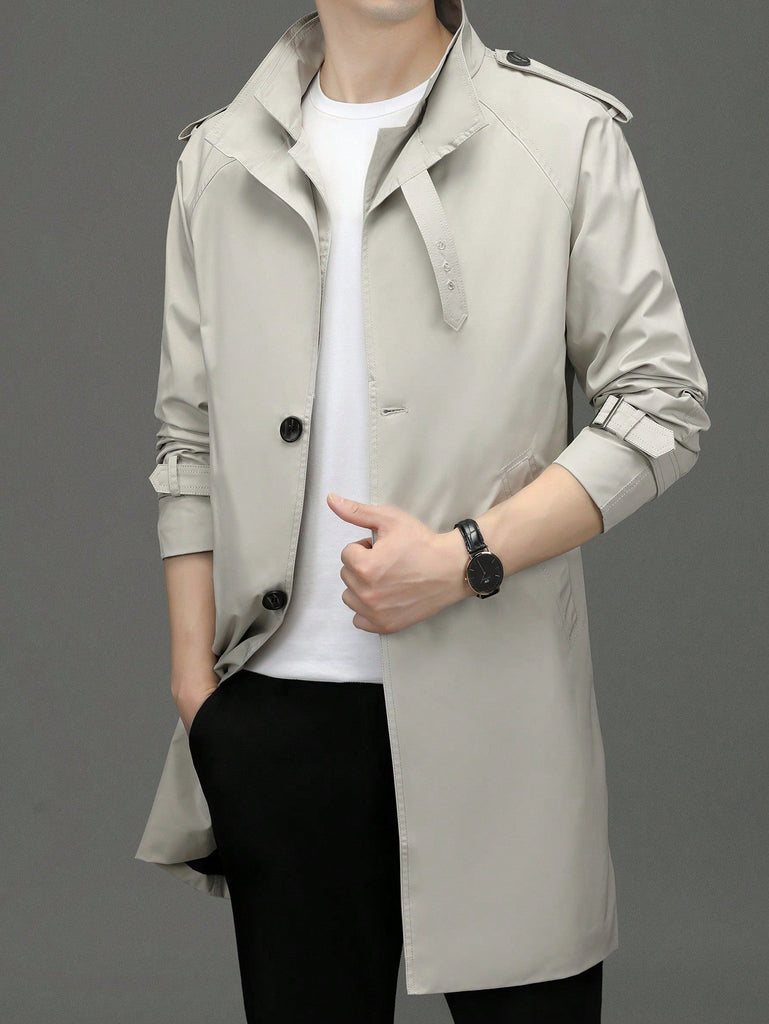 Men Button Front Trench Coat - WorkPlayTravel Store