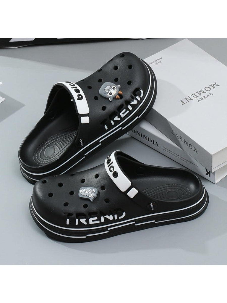 Men Cartoon & Letter Graphic Hollow Out Design Vented Clogs, Fashion Outdoor EVA Clogs - WorkPlayTravel Store