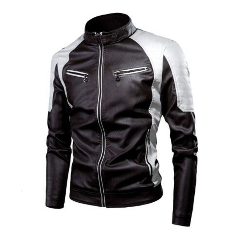 Men's Spring Casual Spliced Leather Jacket - WorkPlayTravel Store