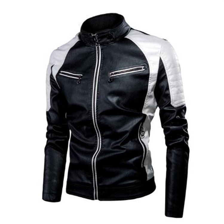 Men's Spring Casual Spliced Leather Jacket - WorkPlayTravel Store