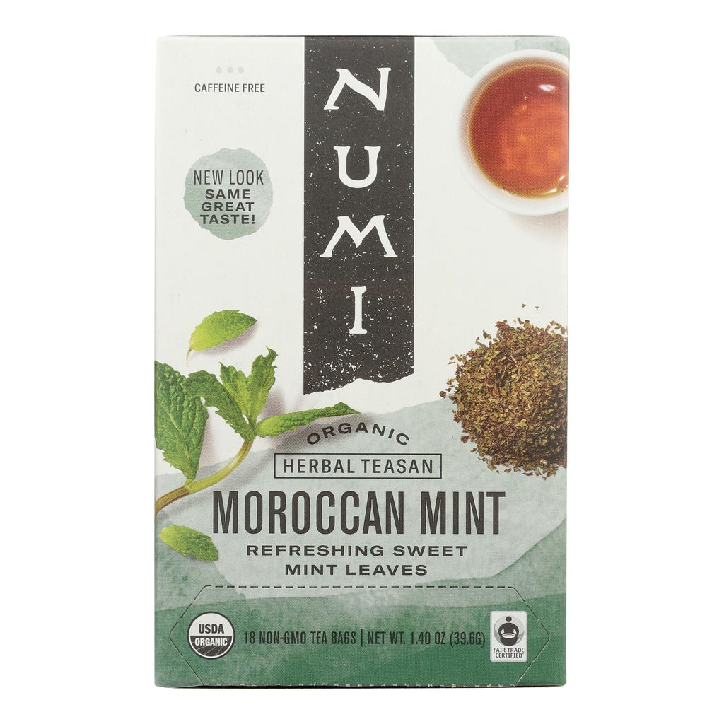 Numi Organic Tea Moroccan Mint - 18 Tea Bags - Case Of 6 - WorkPlayTravel Store