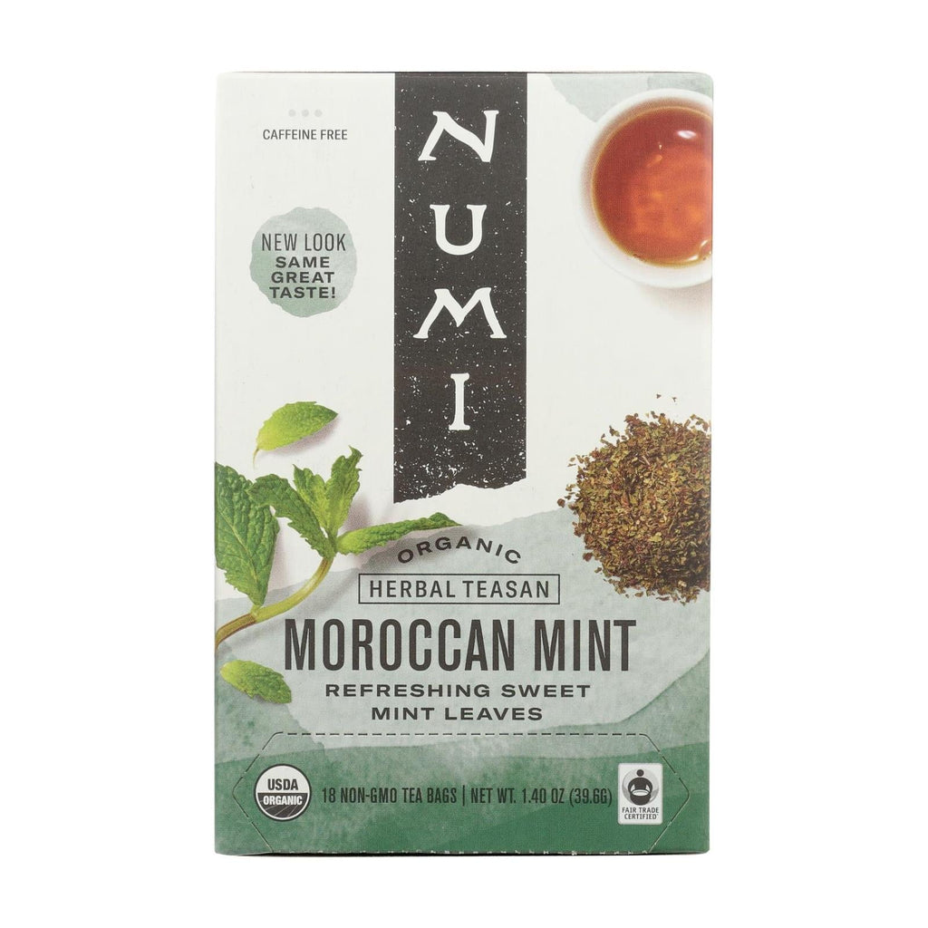 Numi Organic Tea Moroccan Mint - 18 Tea Bags - Case Of 6 - WorkPlayTravel Store