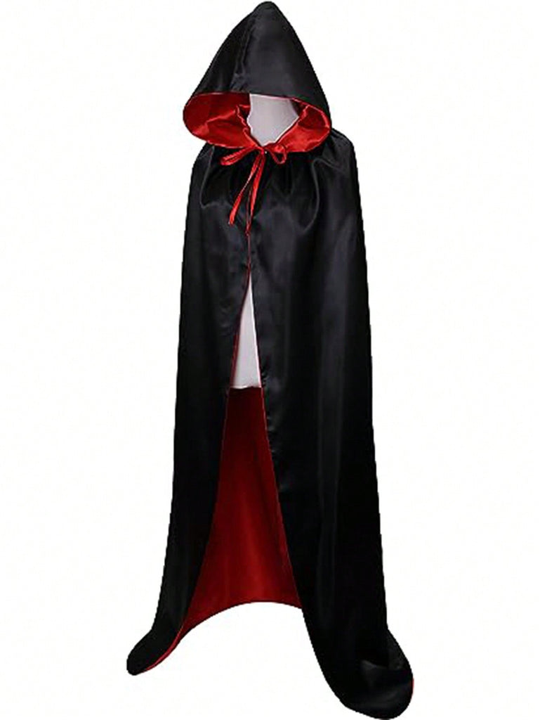 (with Hood) Halloween Double-sided Polyester Decorated Mysterious And Stylish Black Cape For Adults And Children - Perfect Choice For Devil, Vampire And Wizard Costume - WorkPlayTravel Store